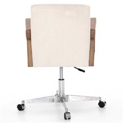 Jolie Rustic Cream Upholstered Brown Wood Leather Arms Steel Base Office Chair|