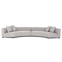 Zoe Modern Grey Upholstered Black Birch Wood 2 Piece Curved Sectional - 176"Wx67"D|