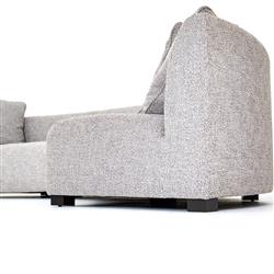 Zoe Modern Grey Upholstered Black Birch Wood 2 Piece Curved Sectional - 176"Wx67"D|
