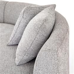 Zoe Modern Grey Upholstered Black Birch Wood 2 Piece Curved Sectional - 176"Wx67"D|