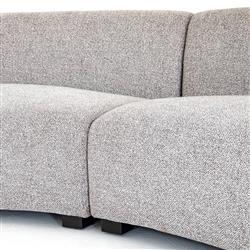 Zoe Modern Grey Upholstered Black Birch Wood 2 Piece Curved Sectional - 176"Wx67"D|