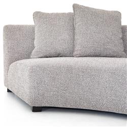 Zoe Modern Grey Upholstered Black Birch Wood 2 Piece Curved Sectional - 176"Wx67"D|