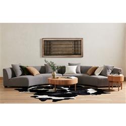 Zoe Modern Grey Upholstered Black Birch Wood 2 Piece Curved Sectional - 176"Wx67"D|