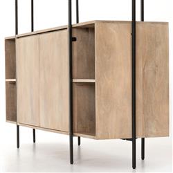 Daphne Modern Classic Mango Wood Black Iron Display Case|