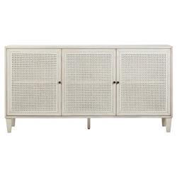 Gabriel Coastal Beach White Acacia Wood Woven Rattan Sideboard - 66"|