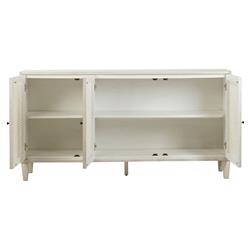 Gabriel Coastal Beach White Acacia Wood Woven Rattan Sideboard - 66"|