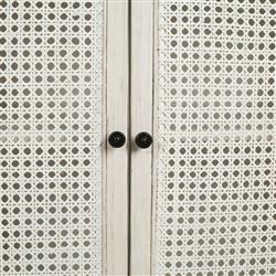 Gabriel Coastal Beach White Acacia Wood Woven Rattan Sideboard - 66"|