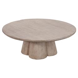 Wilmar Coastal Beach Light Brown Reclaimed Pine Round Coffee Table|