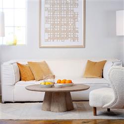 Wilmar Coastal Beach Light Brown Reclaimed Pine Round Coffee Table|