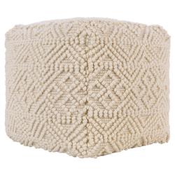 Hallie Coastal Beach Cream Cotton Textured Square Pouf|