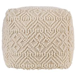 Hallie Coastal Beach Cream Cotton Textured Square Pouf|
