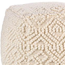 Hallie Coastal Beach Cream Cotton Textured Square Pouf|