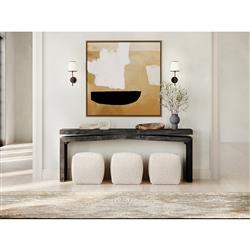 Hallie Coastal Beach Cream Cotton Textured Square Pouf|