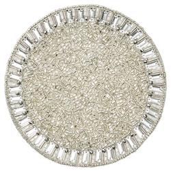 Bevel Hollywood Regency Silver Glass Beaded Coaster - Set of 4|