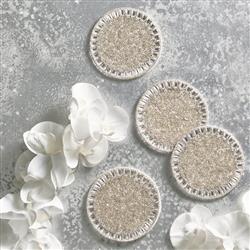 Bevel Hollywood Regency Silver Glass Beaded Coaster - Set of 4|