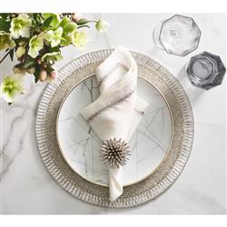 Bevel Hollywood Regency Silver Glass Beaded Placemat - Set of 4|