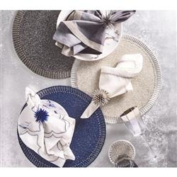 Bevel Hollywood Regency Silver Glass Beaded Placemat - Set of 4|