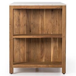 Sohail Coastal Beach White Marble Brown Acacia Wood Kitchen Island - 62"|