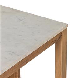 Sohail Coastal Beach White Marble Brown Acacia Wood Kitchen Island - 62"|