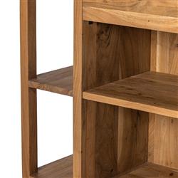 Sohail Coastal Beach White Marble Brown Acacia Wood Kitchen Island - 62"|