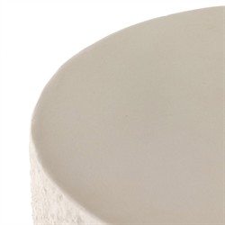 Kingston Industrial Loft White Textured Concrete Round Drum Outdoor End Table|