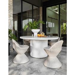 Lucienne Industrial Loft White Concrete Round Outdoor Dining Table - 60"W|