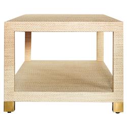 Worlds Away Patricia Coastal Natural Grasscloth 2 Tier Rectangular Coffee Table|