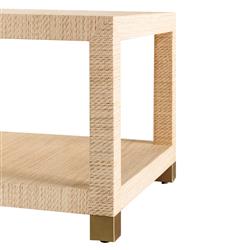 Worlds Away Patricia Coastal Natural Grasscloth 2 Tier Rectangular Coffee Table|