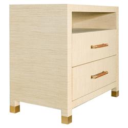 Worlds Away Hancock Modern Classic Natural Grasscloth Side Table|