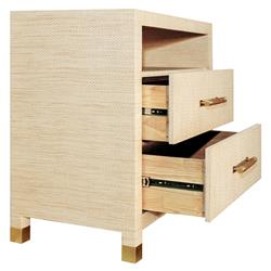 Worlds Away Hancock Modern Classic Natural Grasscloth Side Table|