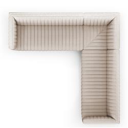 Leo Mid Century White Performance Tufted 3 Piece Sectional - 105.5"Wx105.5"D|