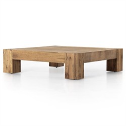 Oliver Rustic Lodge Brown Oak Wood Square Coffee Table|