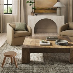 Oliver Rustic Lodge Brown Oak Wood Square Coffee Table|
