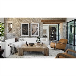 Oliver Rustic Lodge Brown Oak Wood Square Coffee Table|