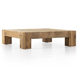 Oliver Rustic Lodge Brown Oak Wood Square Coffee Table|