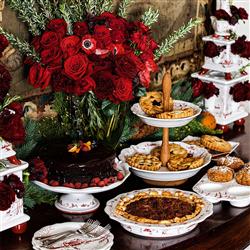 Juliska Country Estate Winter Frolic Ruby Ceramic Cake Stand|