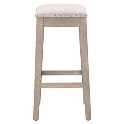 Hendrick Modern Classic Beige Upholstered Natural Grey Nailhead Trim Counter Stool|