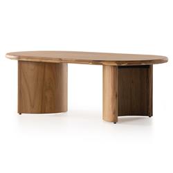 Paris Rustic Lodge Light Brown Acacia Crescent Base Oval Coffee Table - Small|