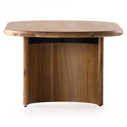 Paris Rustic Lodge Light Brown Acacia Crescent Base Oval Coffee Table - Small|