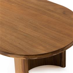 Paris Rustic Lodge Light Brown Acacia Crescent Base Oval Coffee Table - Small|