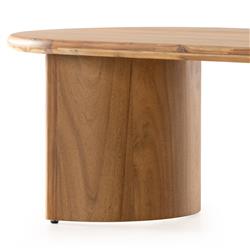 Paris Rustic Lodge Light Brown Acacia Crescent Base Oval Coffee Table - Small|