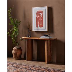 Paris Rustic Lodge Light Brown Acacia Wood Oval Console Table - 51"|
