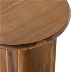 Paris Rustic Lodge Light Brown Acacia Wood Crescent Base Round Side End Table|