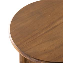 Paris Rustic Lodge Light Brown Acacia Wood Crescent Base Round Side End Table|