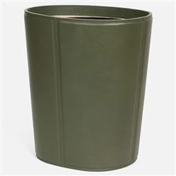 Pigeon and Poodle Asby Modern Classic Forest Leather Oval Waste Basket|