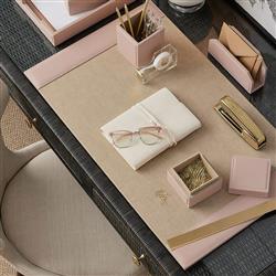 Pigeon and Poodle Asby Modern Dusty Rose Leather Desk Blotter Mouse Pad Set|