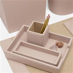 Pigeon and Poodle Asby Modern Dusty Rose Leather Office Accessory - Set of 4|