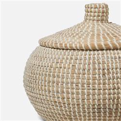 Pigeon and Poodle Roslyn Whitewashed Seagrass Round Floor Baskets - Set of 2|