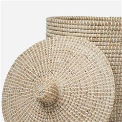 Pigeon and Poodle Roslyn Coastal Whitewashed Woven Seagrass Tall Floor Basket|