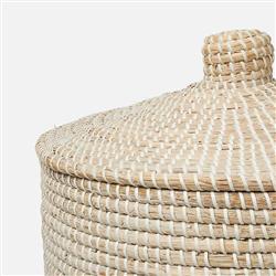 Pigeon and Poodle Roslyn Coastal Whitewashed Woven Seagrass Tall Floor Basket|